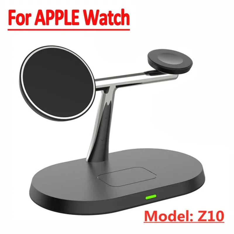Magnetic Wireless Charger Stand for iPhone 15 14 13 12 Pro Max Apple Watch 9 8 7 Airpods Pro 3 In 1 Fast Phone Charging Sation