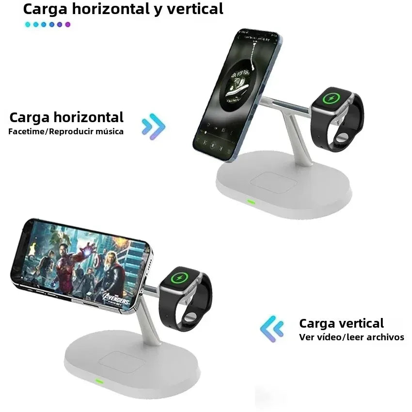 Magnetic Wireless Charger Stand for iPhone 15 14 13 12 Pro Max Apple Watch 9 8 7 Airpods Pro 3 In 1 Fast Phone Charging Sation