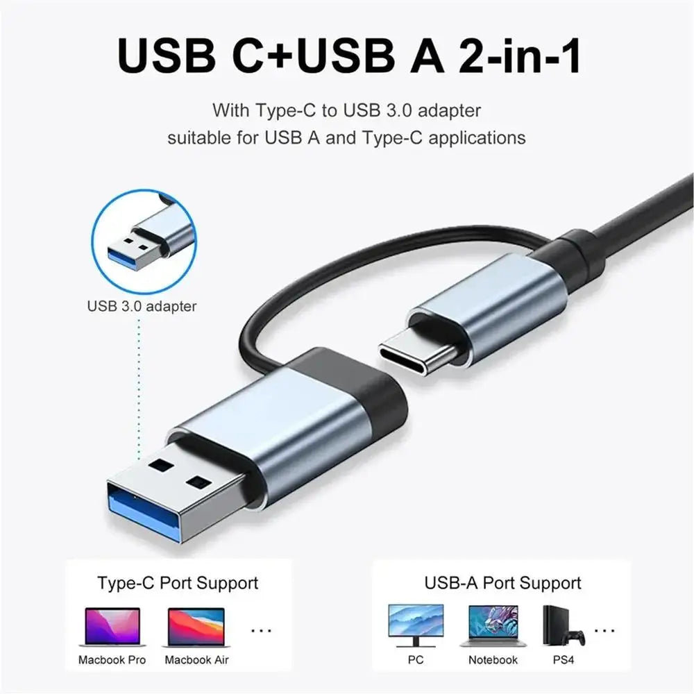 8 In 2 USB A Type C Hub Concentrator Docking Station Multi Adapter Card Reader Audio Multi-hub Dock Splitter For Laptops Macbook