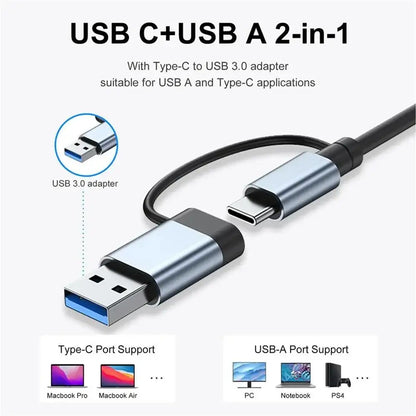 8 In 2 USB A Type C Hub Concentrator Docking Station Multi Adapter Card Reader Audio Multi-hub Dock Splitter For Laptops Macbook