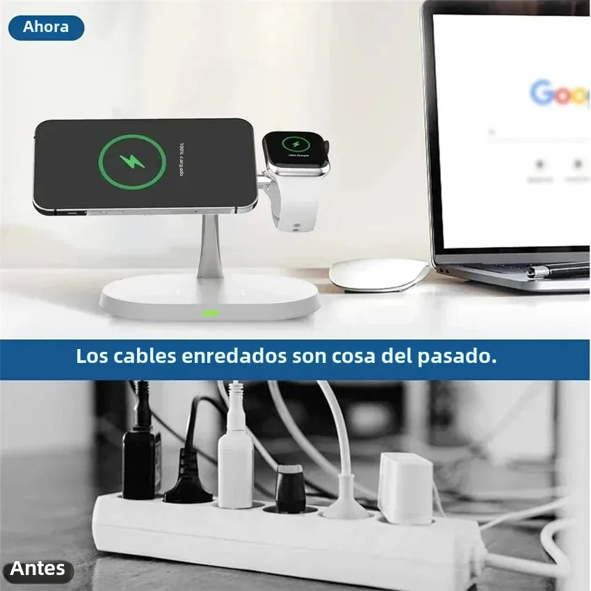 Magnetic Wireless Charger Stand for iPhone 15 14 13 12 Pro Max Apple Watch 9 8 7 Airpods Pro 3 In 1 Fast Phone Charging Sation