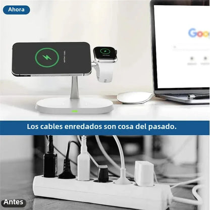 Magnetic Wireless Charger Stand for iPhone 15 14 13 12 Pro Max Apple Watch 9 8 7 Airpods Pro 3 In 1 Fast Phone Charging Sation