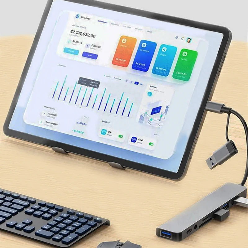 8 In 2 USB A Type C Hub Concentrator Docking Station Multi Adapter Card Reader Audio Multi-hub Dock Splitter For Laptops Macbook