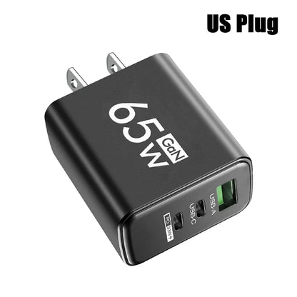 GaN Fast Charging 65W USB Type C Charger EU KR PD 3.0 Quick Charge Wall For Phone Adapter For iPhone 15 Xiaomi Huawei Samsung
