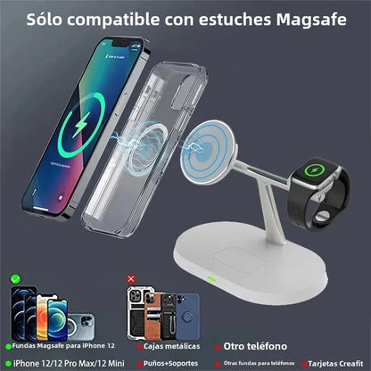 Magnetic Wireless Charger Stand for iPhone 15 14 13 12 Pro Max Apple Watch 9 8 7 Airpods Pro 3 In 1 Fast Phone Charging Sation